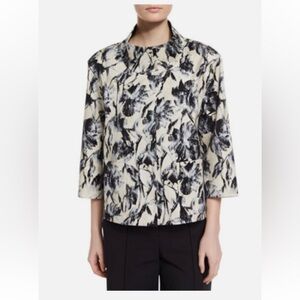 Lafayette 148 NY Jacket Black Jacket Cotton Darian Floral Topper blazer M